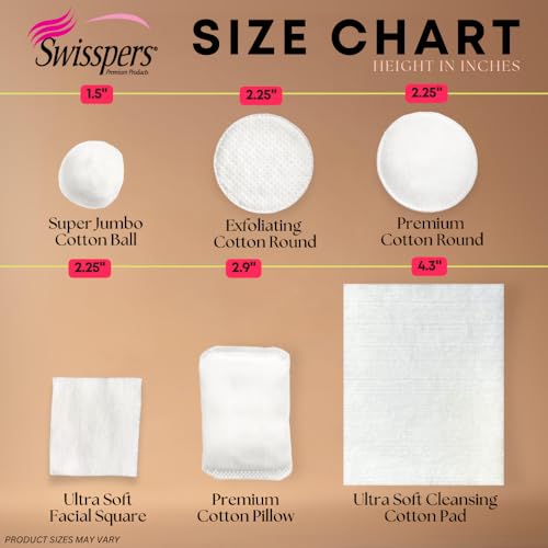 Swisspers Premium Facial Cleansing Pads XL, Cotton, Pack of 6