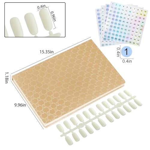 308 Colors Nail Swatches Book with 360 Nail Tips - Gold Variation