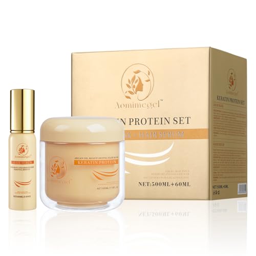 Collagen Repair Hair Mask & Argan Oil Set for Damaged Hair - 16.9 fl oz + 2 fl oz