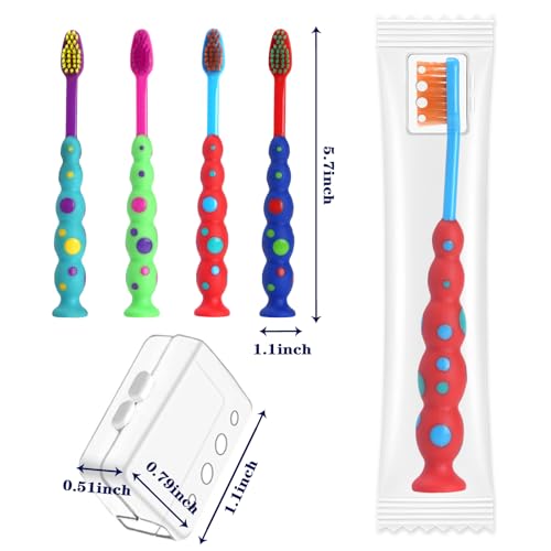 Kids Toothbrush Soft Bristles Candy Design 100 Pack with Travel Covers - Variation of Candy