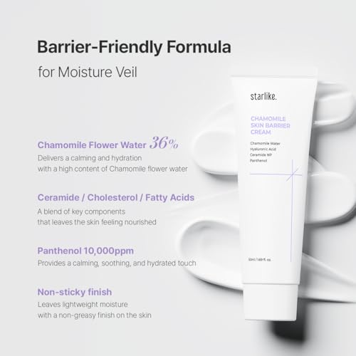starlike Chamomile Skin Barrier Face Cream I 1.69 Fl Oz (50 ml) I Moisture-Locking I Deep Hydrating, Moisturizing & Balancing I Korean Skin Care I Panthenol, Peptides, Cholesterol & Fatty Acids