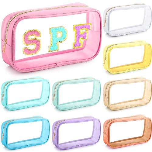 Colorful Clear Makeup Bags Set - 9 Pcs Nylon Cosmetic Organizer Pouches