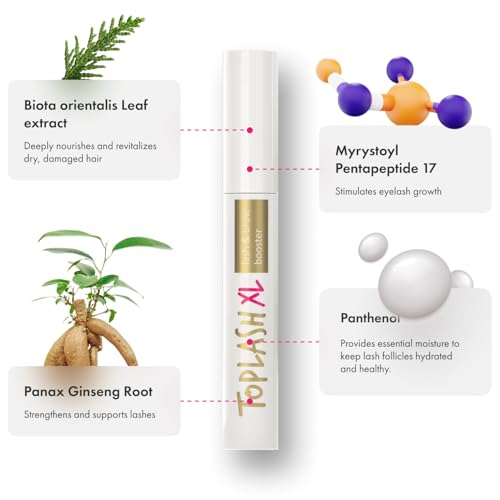 TOPLASH XL Lash and Brow Booster, Growth Serum with Eyelash and Eyebrow Enhancer, Promotes Stronger, Thicker, Healthier Lashes with Botanicals and Peptides - 0,2 Fl Oz(6 ml)
