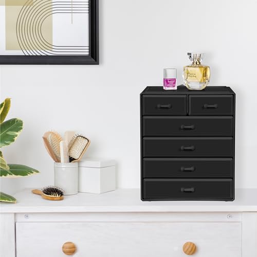 Black Acrylic Makeup Organizer with 4 Large & 2 Small Drawers - Sorbus
