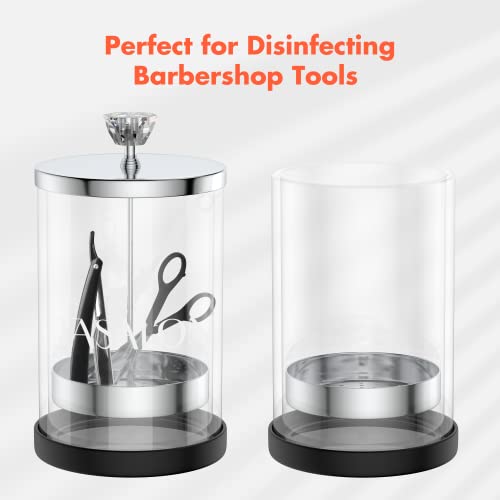 25 Ounce Stainless Glass Disinfectant Jar with Removable Basket for Salon & Spa - Professional Barber Dispenser