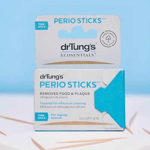 DrTung's Dental Sticks for Teeth & Gums - Thin, 100 Count Pack of 6