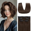 Rich Choices Dark Brown 12 Inch Clip-In Hair Extensions Real Human Hair 5 Pcs