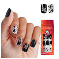 KISS imPRESS Halloween Press On Nails, ¡®Coming Near¡¯, Black, Short Squoval, Magnetic Powder Effect, No Glue, Glow-In-The-Dark, Includes Prep Pad, Mini Nail File, Manicure Stick & 30 Fake Nails