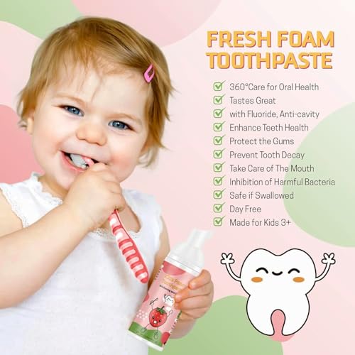 Kids Foam Toothpaste with 4 Fruity Flavors for U-Shape Toothbrushes - Toddler Oral Care