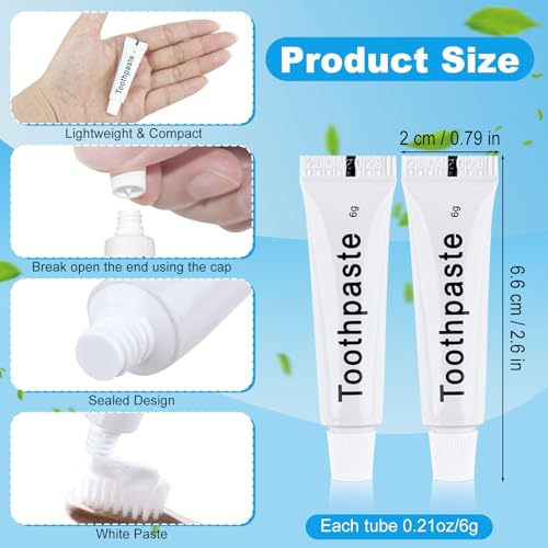 LLHQAMT Bulk Travel Toothpaste 300-Packs, 6g White Mini Tubes for On-the-Go