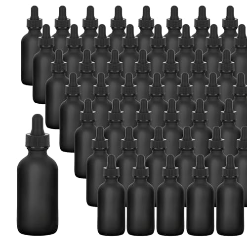 48 Pack 2oz Frosted Black Glass Dropper Bottles for Essential Oils & Perfumes - Variation: Frosted Black / 2oz