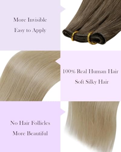 Blonde Ombre Hair Extensions 20 Inch 60g - Brown to Platinum Balayage Variation 8/18/60