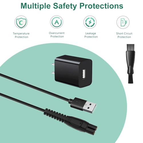 5V Charger for Philips-Norelco-One-Blade QP2724 QP2834 QP1324 MG5910 MG7910 MG9510 MG9520 PQ888 PQ889, OneBlade Power Cord for Philips Norelco Shaver 2400 3600 USB Charging Cable