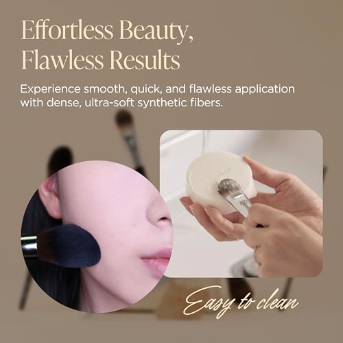 Piccasso 133 Fixing Powder Brush ? Soft Synthetic Bristles for Setting Powder, Smooth and Flawless Face Makeup, Gentle Coverage for Pores and Texture, Korean Professional Makeup Brush for Daily Use