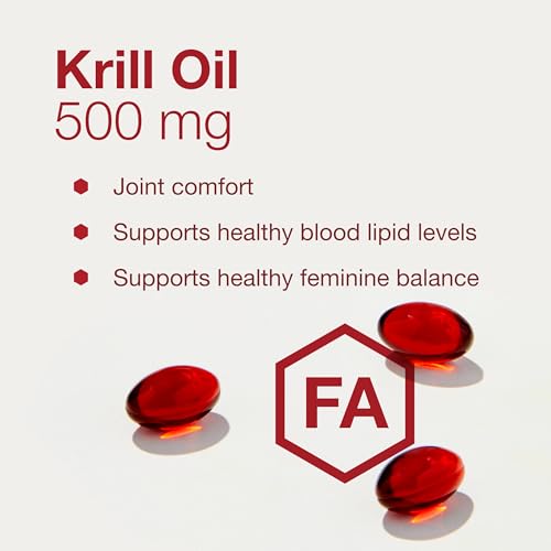 Protocol Krill Oil 500mg - Krill Oil Supplement - DHA & EPA - with Astaxanthin - Supports Heart, Brain, Joints* - Non-GMO & Halal - 60 Softgels