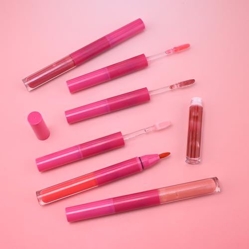 evpct ?Antique Rose Matte Liquid Lipstick Marker Pen Lip Liner Set with Glitter Lip Oil, 2in1 Lipgloss Lipstick Long Lasting Waterproof for Women, Longwear Lips Stain 24hr Original Smudge Proof labial