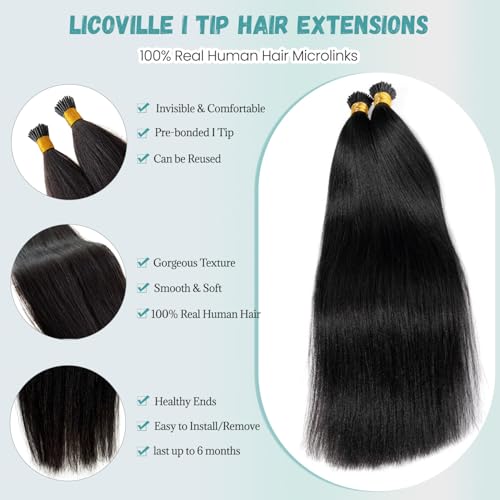 Yaki Straight I Tip Hair Extensions Human Hair 16 Inch 50G Light Yaki Style - Variation #YK