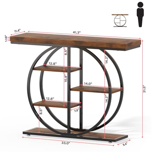 LIFECHOVY Rustic Brown 41.3" Industrial Console Table for Entryway