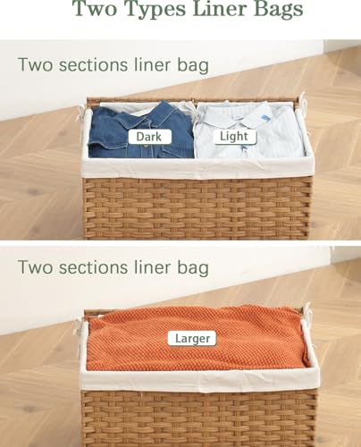Large PE Rattan Storage Basket with Lid - Natural, 160L Capacity, with Removable Linings