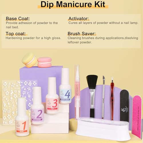 Dip Powder Nail Kit Set with 36 Colors & Essential Tools - Amber Rainbow Castle 13oz