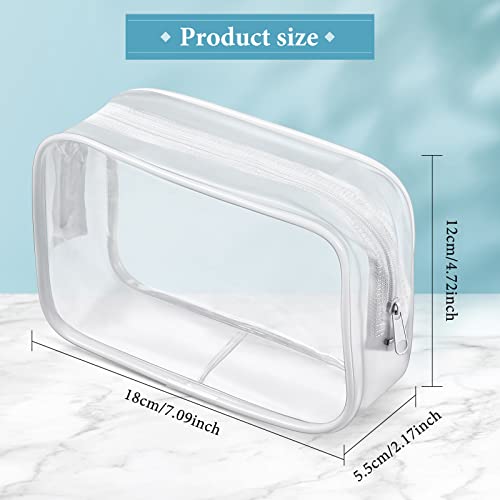 18 Pack Clear Makeup Bags with White Border - Travel Toiletry Organizer