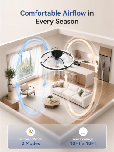 24-Inch Modern Low Profile Ceiling Fan with Lights & Remote - Black - Variation of THIS listing