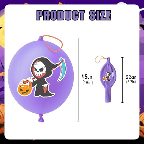 72 PCS Halloween Party Favors ? 48 Pre-Cut Temporary Tattoos & 24 Halloween Punch Balloons Trick or Treat Themed Birthday Party Decorations Supplies Favors Gifts, Goodie Bag Fillers, Classroom Rewards