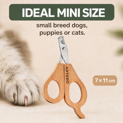 Mini Dog and Cat Nail Clippers - Stainless Steel & Bamboo Handle