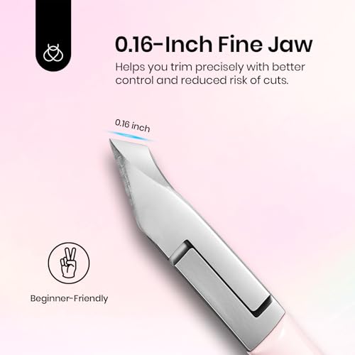 Beetles Cuticle Trimmer Nail Cuticle Nippers 0.16 Inch Fine Jaw Cuticles Cutter Stainless Steel Cuticles Remover Scissors Beginner Friendly Nail Art Tools for Manicure Care Pink