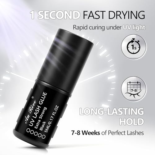 Black UV Eyelash Extension Glue 5ml - Strong Bond & Waterproof