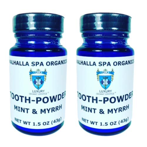 Valhalla Spa Peppermint & Myrrh Whitening Tooth Powder – 2 Pack, Fluoride-Free