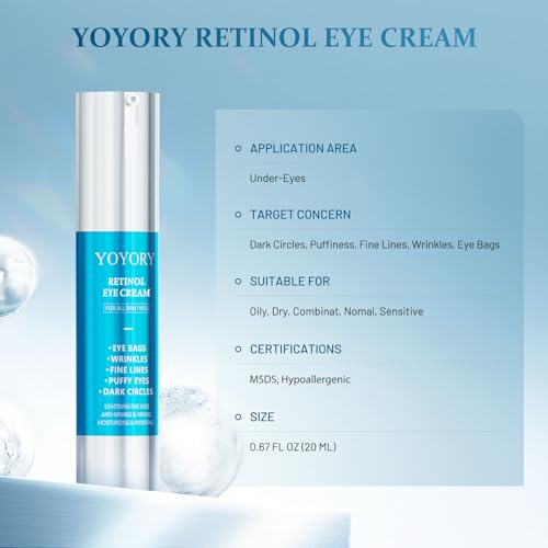 Retinol Eye Cream for Dark Circles & Wrinkles - Hydrating Under Eye Treatment 0.67 fl oz