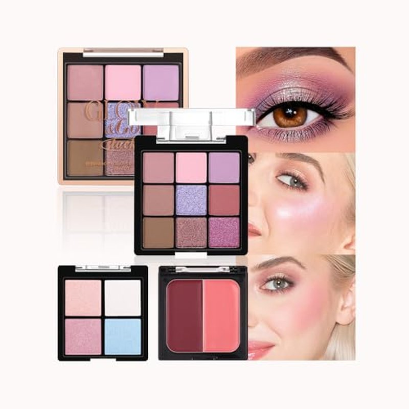 All-in-One Makeup Palette ? 9 Color Matte & Pearlescent Eyeshadow, 4 Color Shimmer Highlighter, 2 Color Buildable Blush ? Long Lasting, Blendable Face & Eye Makeup Kit (01#, 1 Count (Pack of 1))