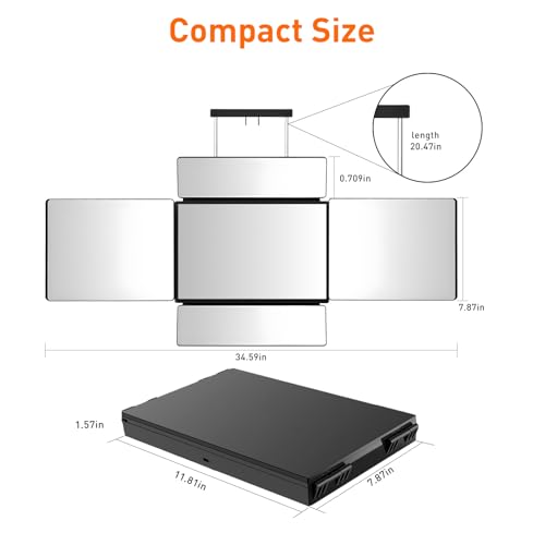 Self Hair Cutting Mirror 5-Way Tri Fold with Black Forest Variation, Adjustable and Portable