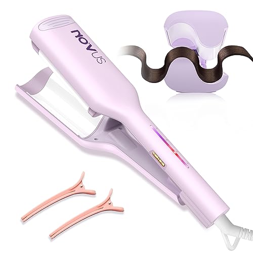 NOVUS Purple 1.25 Inch Curling Iron & Hair Waver with Ceramic Dual Barrel, Ionic Technology, Auto Shutoff