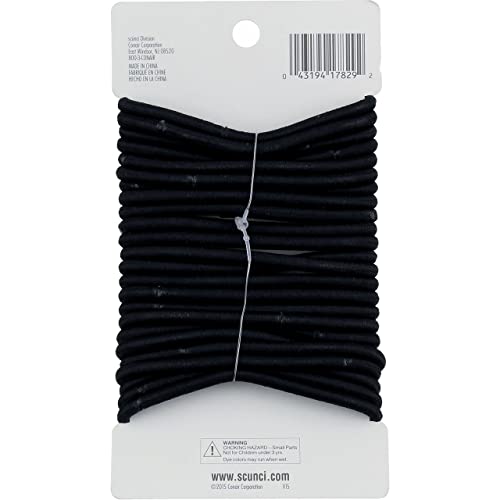 Scunci Effortless Beauty No-damage Black Elastics, Thick Hair 24 ea (Pack of 1)