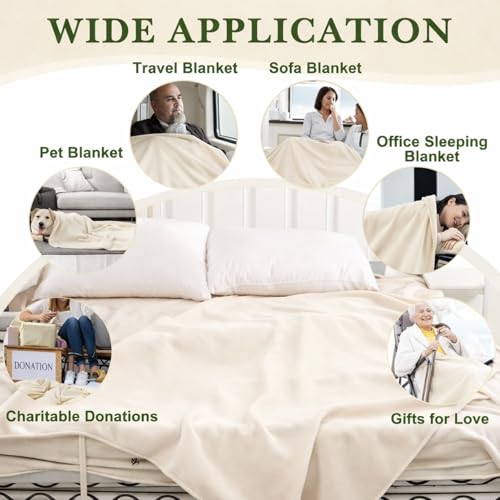 Cream White Fleece Throw Blankets Bulk Pack 24 pcs 50x60 Inches