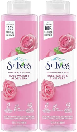 Refreshing Body Wash with Rose Water & Aloe Vera - Pack of 2, 22 Fl Oz