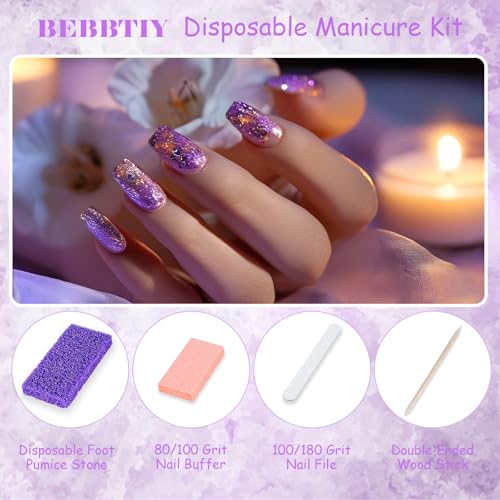 4-in-1 Disposable Pedicure Manicure Kit Sets - Pack of 50, 80/100 Grit - Hygienic & Portable