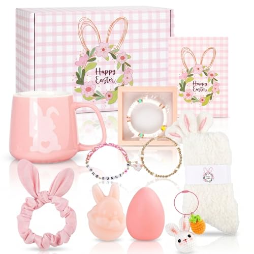 Easter Basket Stuffers for Teen Girls & Women - Bunny Gift Set with Tumbler, Mug & Bracelet - Easter_SpaGift