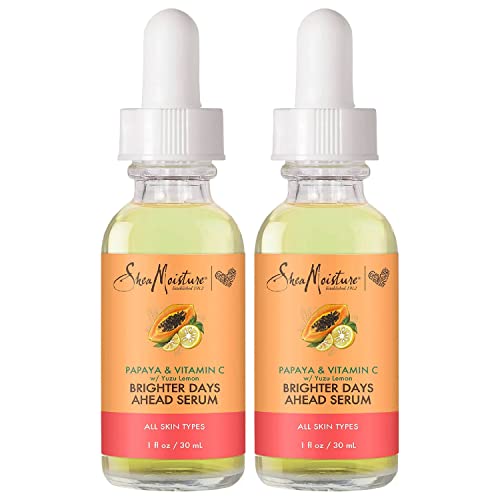 Shea Moisture Papaya Vitamin C Face Serum 2-Pack - Brightening & Hydrating, All Skin Types, 1 Oz Each