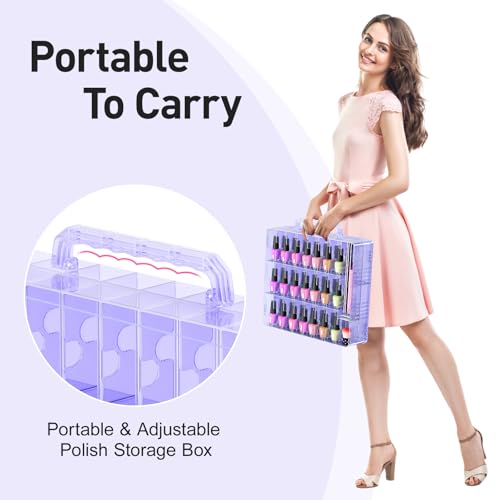 Beloving 2-Pack Purple Nail Polish Organizer Case - Holds 48 Bottles with Adjustable Dividers