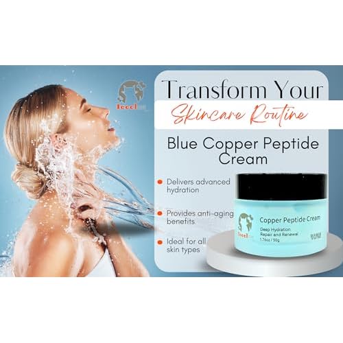 Blue Copper Peptide Face Cream with Acetyl Hexapeptide-8 & Ectoin - Anti-Aging Daily Moisturizer for Fine Lines & Wrinkles - Firming, Hydrating & Barrier Repair Skin Care - 1.7 oz