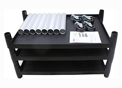 3-Shelf Utility Plastic Cart with Wheels - Max Capacity 225 Lbs - Black - Variation of THIS listing