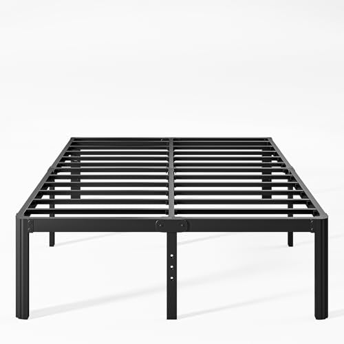 King Bed Frame 18 Inch Heavy Duty Metal Platform No Box Spring Needed - Black, Noise-Free, Easy Assembly, Variation: King / 18 Inch