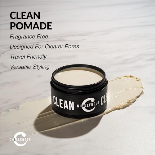 Challenger Fragrance-Free Hair Pomade 3oz - Medium Firm Hold, Non-Comedogenic, Water Soluble