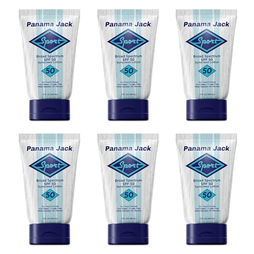 Panama Jack Sport Sunscreen Lotion - SPF 50, Broad Spectrum UVA/UVB Protection, Non-Greasy, PABA, Paraben, Gluten & Cruelty Free, 3 FL OZ (Pack of 6)