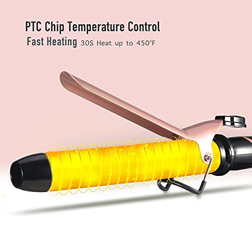 Long Barrel Curling Iron - 1.25 Inch Ceramic Curling Iron for Long Hair - Rose Gold