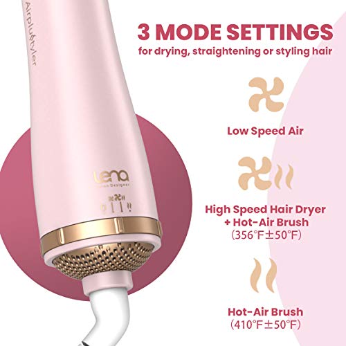 Pink Hair Straightener Brush Dryer - Anti-Scald Ionic & Infrared Styling Tool