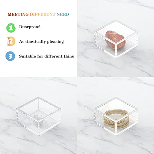 Acrylic Box with Lid - Medium Square Storage Case for Cosmetics, Jewelry & More